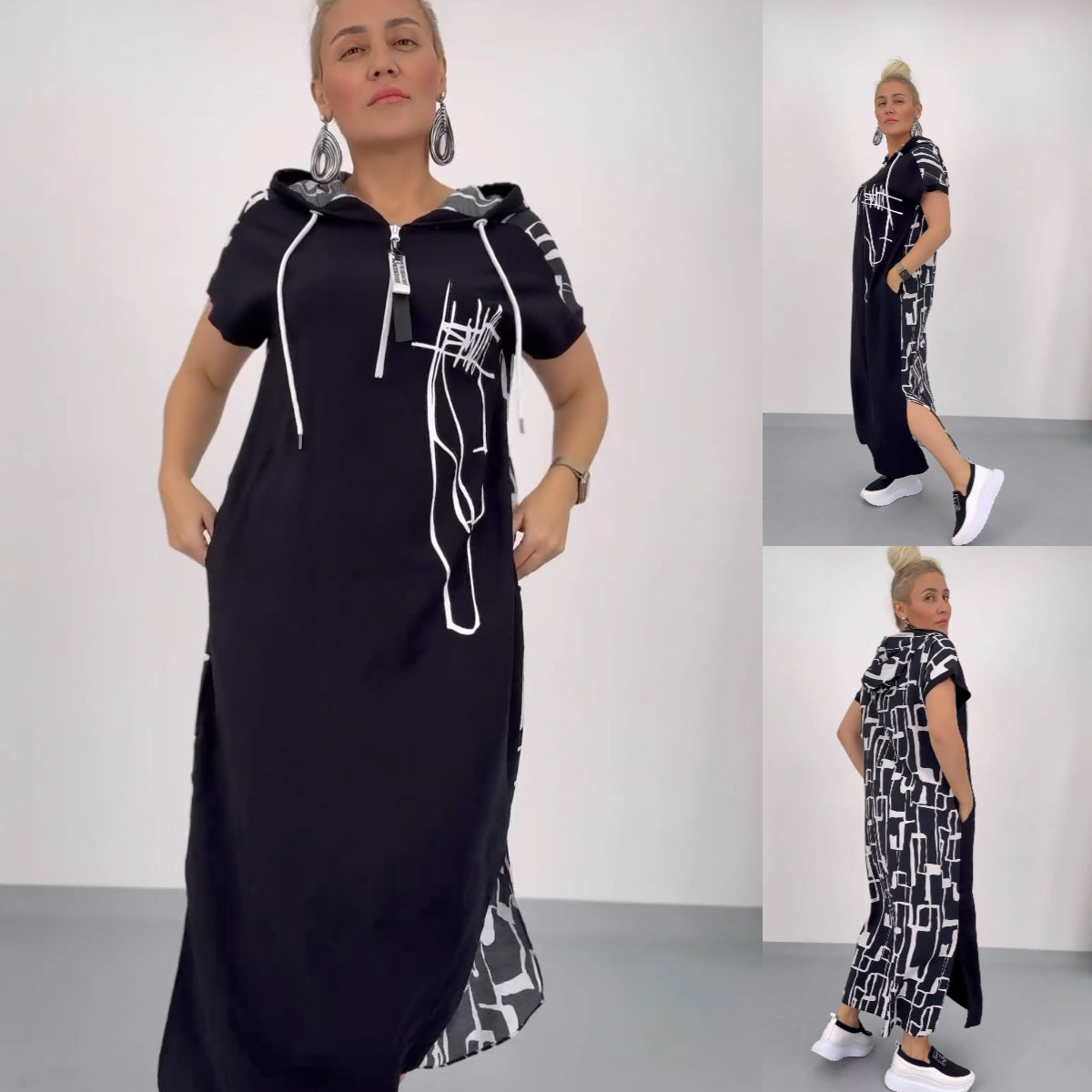 🔥👗Макси рокля с цип и качулка