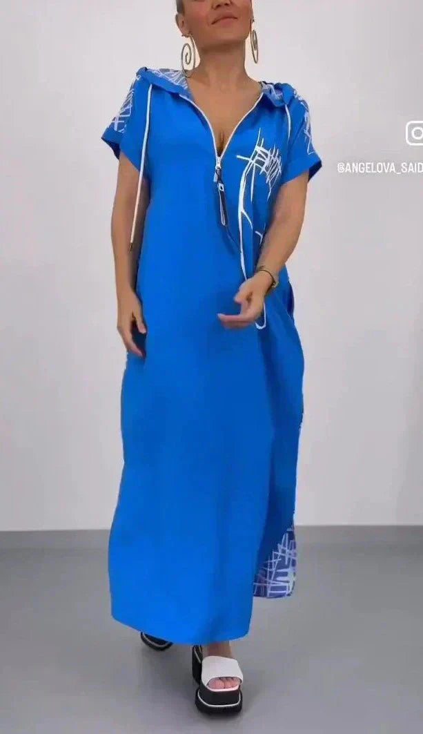 🔥👗Макси рокля с цип и качулка