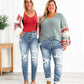 Tummy Control Distressed Cuffed Boyfriend Jeans
