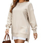 💥Winter Hot Sale 50% Off💥Long Sleeve Pullover Zipper Slit Casual Sweatshirt Dress