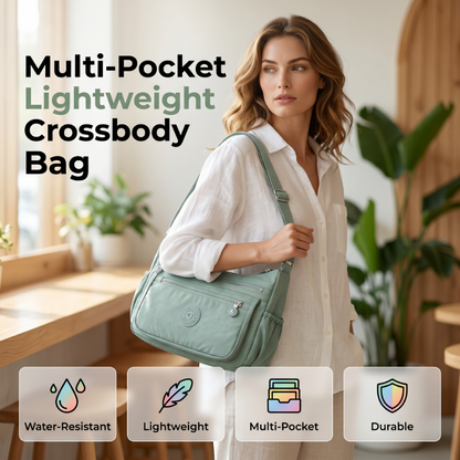 👜🌿 Nylonowa torba crossbody z wieloma kieszeniami — lekka, wodoodporna, idealna na każdą przygodę