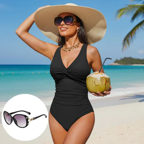 ☀️Ограничена оферта: безплатни слънчеви очила! 🏖️ Дамски бански от едно парче, подчертаващ талията 🩱 Подчертава извивките на фигурата, подходящ за носене на плажа 💕
