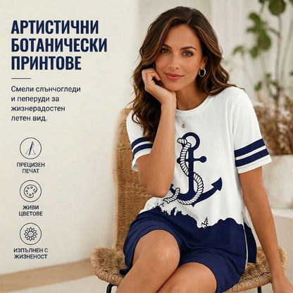 🔥💥Дамски комплект с ежедневна принтована туника и шорти