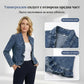 🧥 SLEVY 50% PO OMEZENOU DOBU! ✨ Дамско дънково яке – отворена предна част, волани, леко, класически нюанс ✨