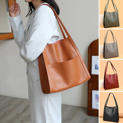 Simple Solid Color PU Leather Shoulder Bag