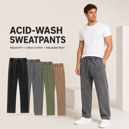 😎Мъжки памучни джогинг панталони с киселинно изпиране 👖 Износен вид, облачно меко усещане – Новата ви униформа за уикенда ✨
