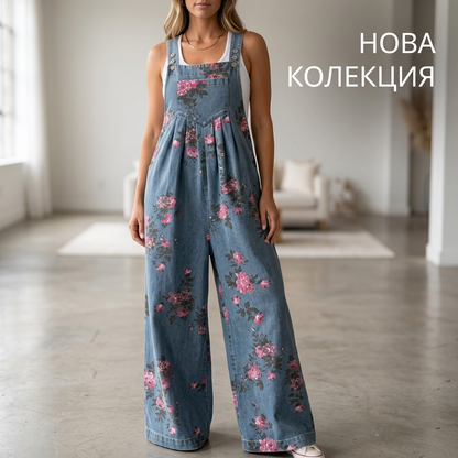 🌸Дънки с тиражи и тиранти｜Широки, изтъняващи, с регулируема дължина🌿
