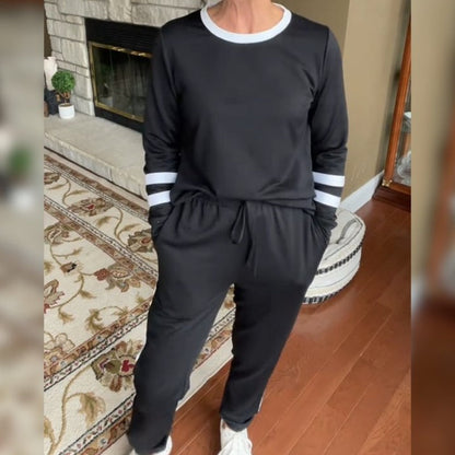 🔥Damski 2-częściowy dres z kołnierzem typu crewneck w stylu color-block