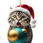 Той е плосък, а не 3D 🎄 Коледен орнамент за елха с котка ✨ Висящ орнамент с котка