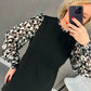 Модерна, уютна и топла зимна рокля с цветя