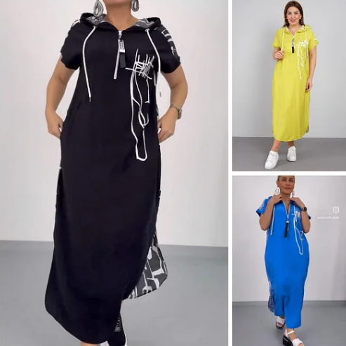 🔥👗Макси рокля с цип и качулка