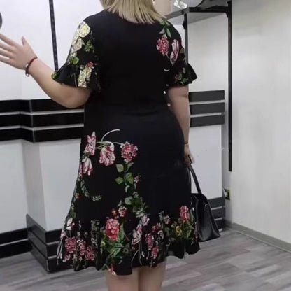 🌺 Печатни елегантни рокли с къс ръкав