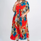 【2XL-4XL】🌺Женска дълга рокля със свободна ревера и печатни копчета