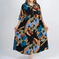 【2XL-4XL】🌺Женска дълга рокля със свободна ревера и печатни копчета