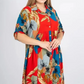 【2XL-4XL】🌺Женска дълга рокля със свободна ревера и печатни копчета