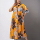 【2XL-4XL】🌺Женска дълга рокля със свободна ревера и печатни копчета