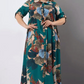 【2XL-4XL】🌺Женска дълга рокля със свободна ревера и печатни копчета