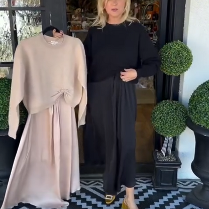 ✨ Csavart részlet, könnyed elegancia | Női felső és maxi ruha 2 részes szett