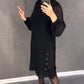 👗✨ Czarna sukienka z cekinami, przezroczyste rękawy w kształcie balonów, falbanki u dołu, metalowe pierścienie — elegancka, kobieca, wyrafinowana 👗