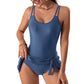 Дамска бански костюм с контрол на корема (модел с връзки отстрани)