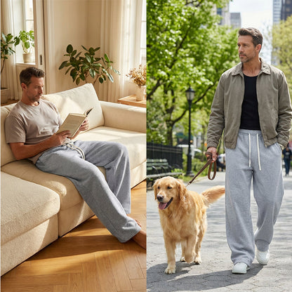 Мъжки ежедневни широки панталони с връзка на талията 👖