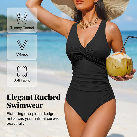 OSTATNI DZIEŃ! Kostium kąpielowy modelujący talię – idealny na plażę i basen. GRATIS okulary przeciwsłoneczne! Wyglądaj olśniewająco! 👙🕶️