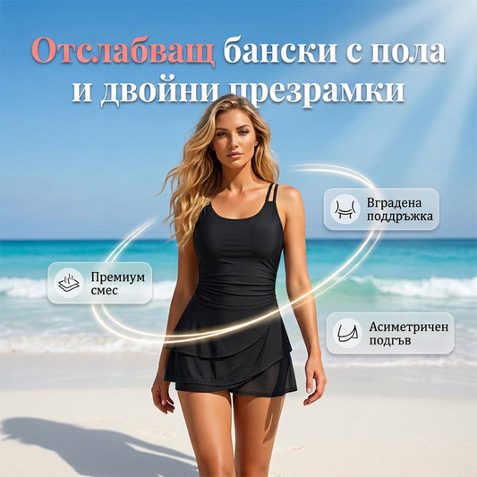 👙Двулентов бански с набрана пола🌊