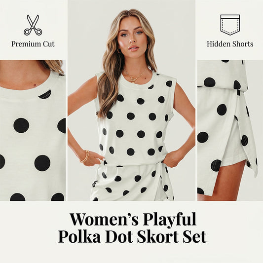 Women's Playful Polka Dot Top and Skort Set
