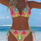 Colorful Print  Halter Neck Swimsuit Set