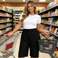 Women's Casual Comfortable Elastic Waist Capri Pants