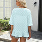 Women's Half Sleeve Eyelet Knit Ruffle Cardigan