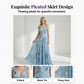 Elegant V-Neck Tulip Print Maxi Dress