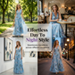 Elegant V-Neck Tulip Print Maxi Dress