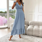 👗😍V-образно деколте с волани, макси рокля с акцент на талията