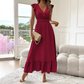 👗😍V-образно деколте с волани, макси рокля с акцент на талията