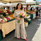 🧡Комплект от памук и лен | Асиметрична блуза + панталони с широки крачоли🌷