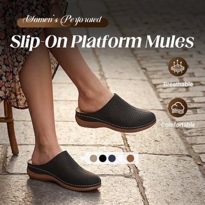 🎁2026 New Arrivals 50% OFF💥 Women's Perforated Slip-On Platform Mules👠