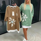 👗🌼Дамска рокля с флорален принт, имитация на два елемента, от суитчър плат😍