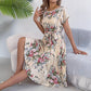 🌼👗Дамска рокля с флорален принт и плисирана средна дължина😍