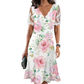 Women's Floral Print Lace Sleeve Dress