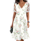 Women's Floral Print Lace Sleeve Dress