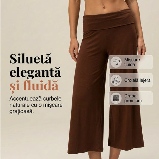 Pantaloni De Damă Casual Moi Și Elastici Cu Picior Larg