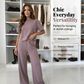 👗 49% ZNIŻKI TERAZ! 🏆 Komplet damski – top i spodnie z szerokimi nogawkami – zwiewny, uniwersalny i idealny na lato, plażę lub casualową elegancję – styl bez wysiłku 🌸