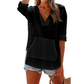 🧥✨ Дамска блуза с качулка – V-образно деколте, Дълъг ръкав, Джоб кенгуру, S–2XL 🌿