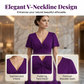 👗Елегантна рокля с V-образно деколте, усукан преден детайл и джобове💜