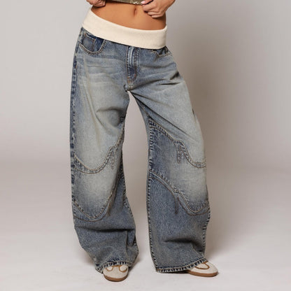 😍✨Дамски ретро дънки с ниска талия и широки крачоли👖