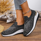 👟Дамски обувки с кристали и пеперуди, тип "slip-on" - Блестете с всяка стъпка ✨