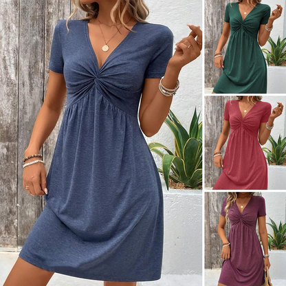 Women's V-Neck Short-Sleeved Dress