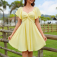 📢📢50% OFF !! ⏰Women's Elegant Twist-Front A-Line Mini Dress | Breathable Textured Summer Dress with Flutter Sleeves