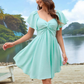 📢📢50% OFF !! ⏰Women's Elegant Twist-Front A-Line Mini Dress | Breathable Textured Summer Dress with Flutter Sleeves